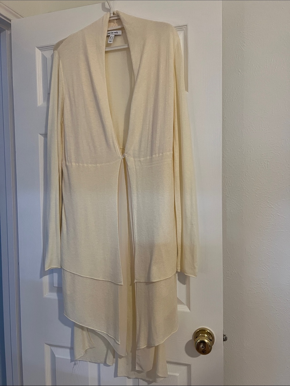 Peace Love World Lightweight, knit  Cream Open Front Duster Cardigan